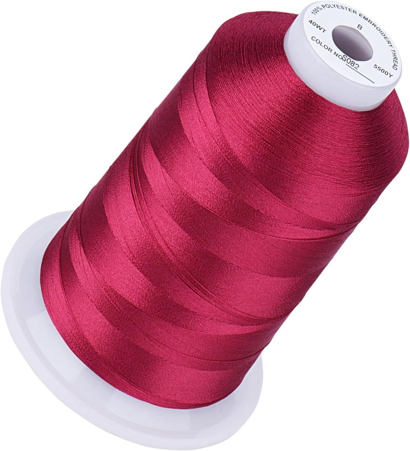 simthread 5500Yds Embroidery Thread, 5000M High-Yardage 40WT 100% Polyester Thread – 170+ Vivid Colors, High-Speed Rated – Compatible with Brother, Singer, Janome & More - Mulberry S082 - Image 1